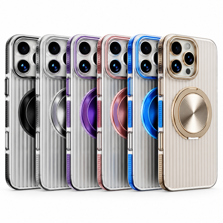 Corrugated Magnetic Ring Stand Case for iPhone