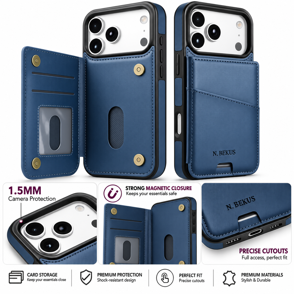 Leather Card Slot Wallet Case for iPhone