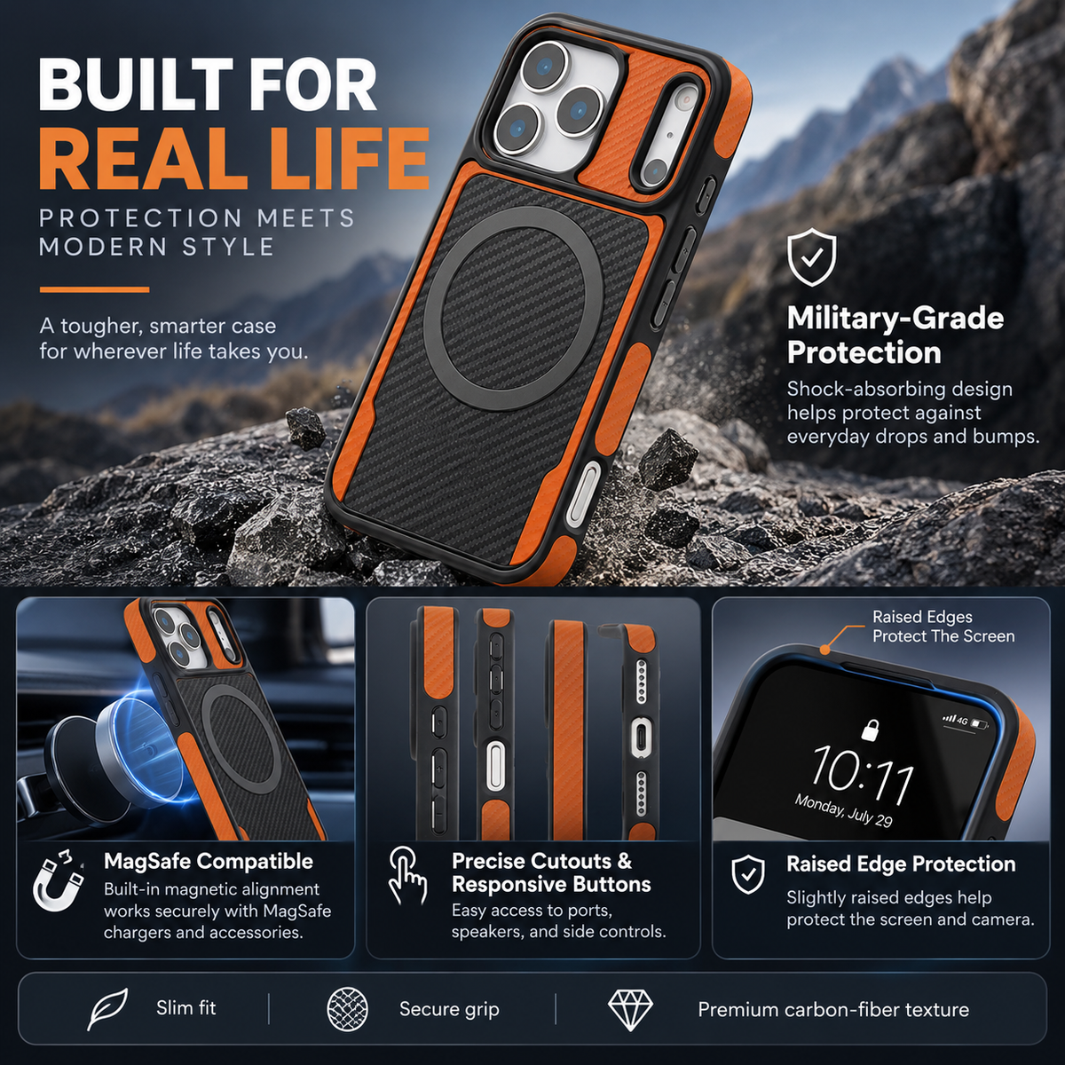 Carbon Fibre Matte MagSafe Case for iPhone