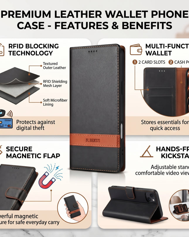 Magnetic Flip Wallet Case for iPhone – product view 2