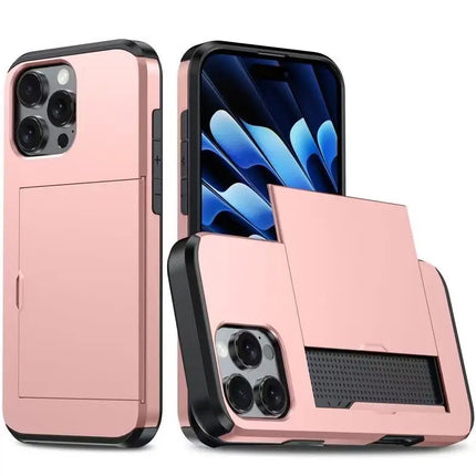 Sliding Card Wallet Case for iPhone - GRAY