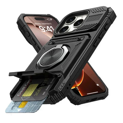 Magnetic Ring Stand Wallet Case for iPhone