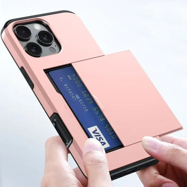 Sliding Card Wallet Case for iPhone - GRAY