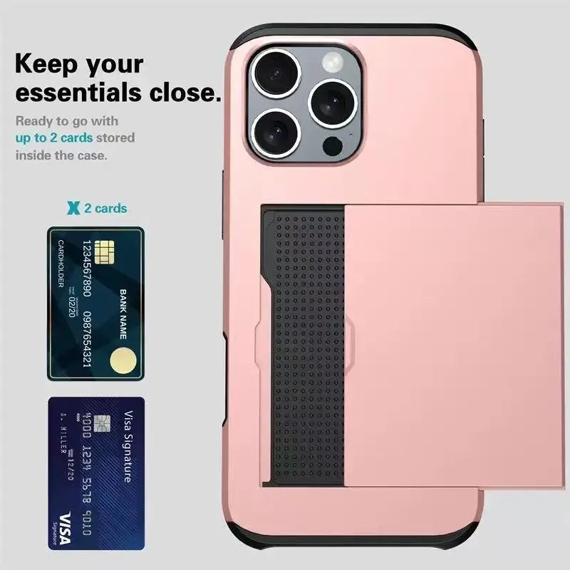 Sliding Card Wallet Case for iPhone