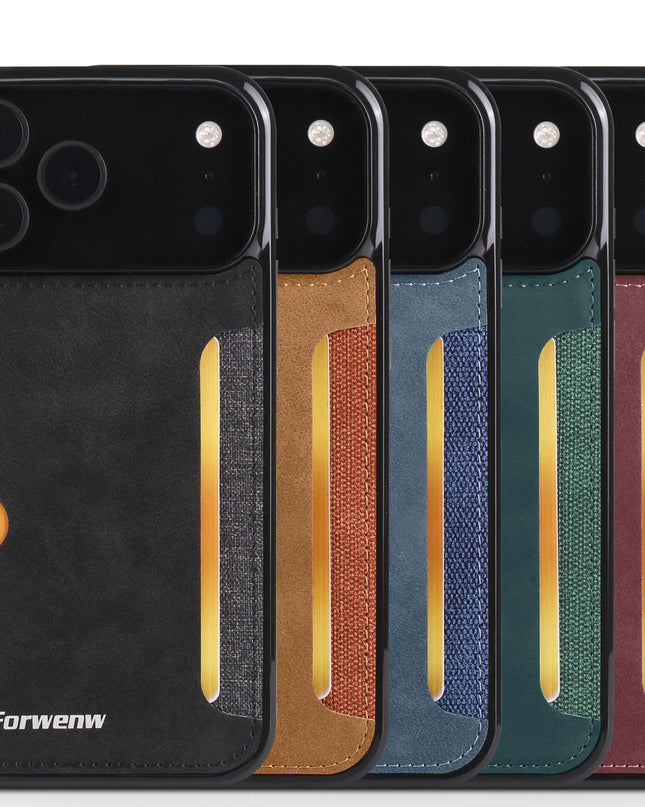 Retro Leather Card Holder Case for iPhone – product view 1
