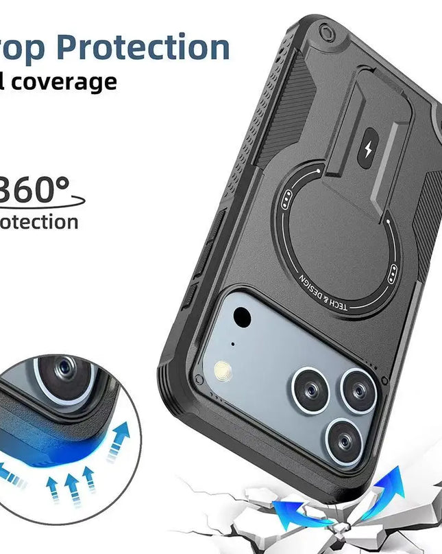 Magnetic Holder Stand Case for iPhone - black