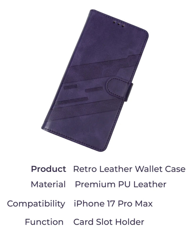 Vintage Leather Wallet Stand Case for iPhone - light brown