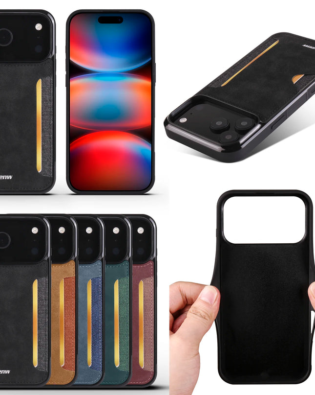 Retro Leather Card Holder Case for iPhone – product view 2