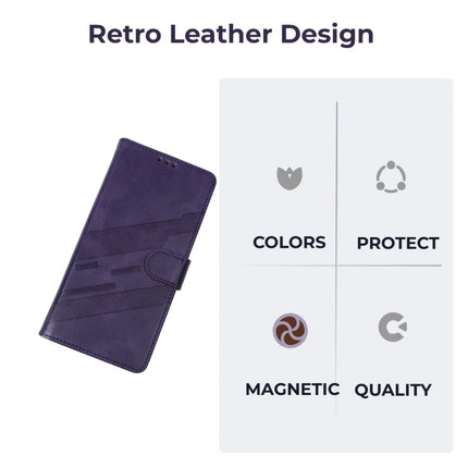 Vintage Leather Wallet Stand Case for iPhone - PURPLE