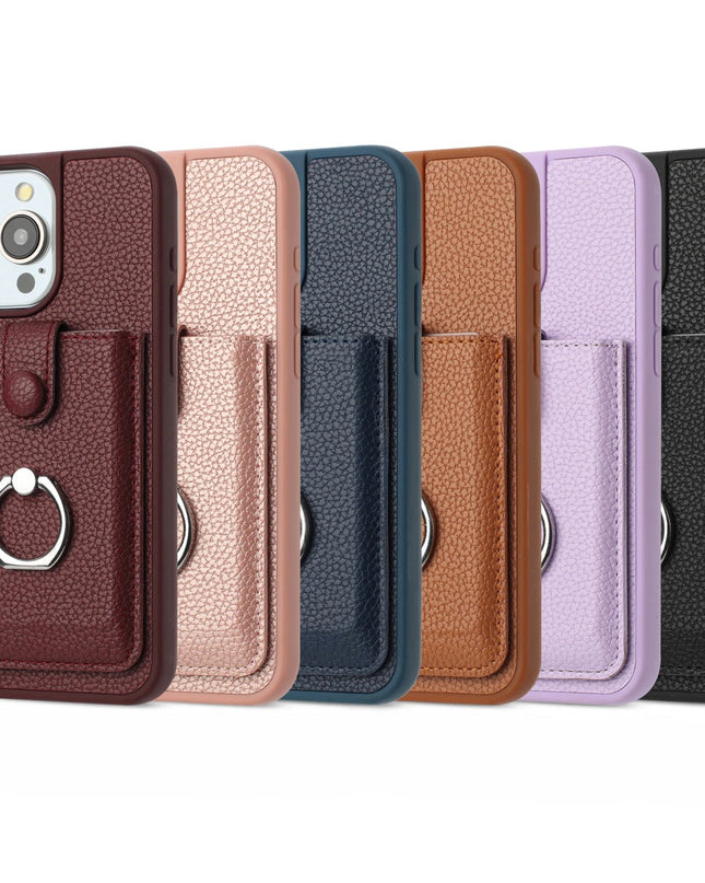 Leather Wallet Ring Stand Case for iPhone – product view 1