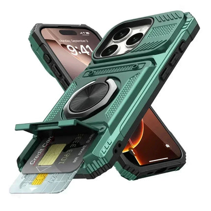 Magnetic Ring Stand Wallet Case for iPhone