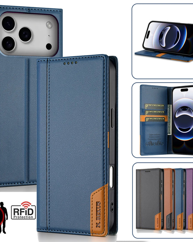 Magnetic Leather Flip Wallet Case for iPhone – product view 1