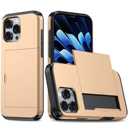 Sliding Card Wallet Case for iPhone - GRAY