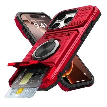 Magnetic Ring Stand Wallet Case for iPhone