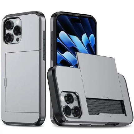 Sliding Card Wallet Case for iPhone - GRAY