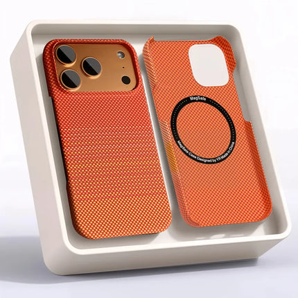 Carbon Fibre Magnetic Case for iPhone - Orange N