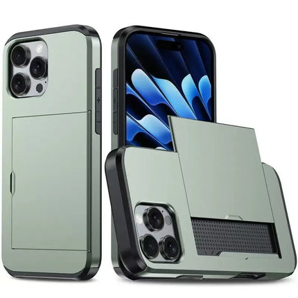 Sliding Card Wallet Case for iPhone - GRAY