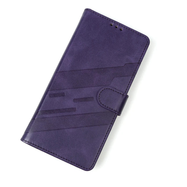 Vintage Leather Wallet Stand Case for iPhone - PURPLE