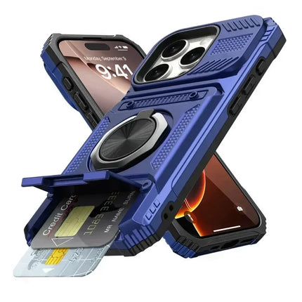Magnetic Ring Stand Wallet Case for iPhone