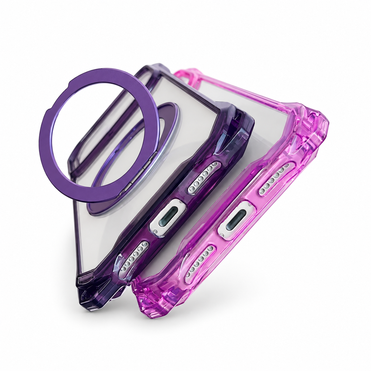 Gradient Clear Ring Stand Case for iPhone