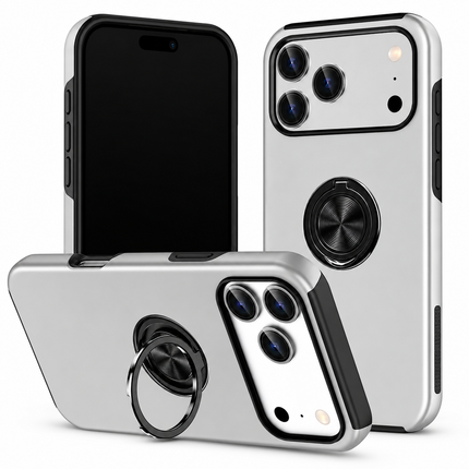 Magnetic Ring Holder Case for iPhone - Silver