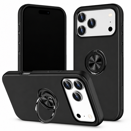 Magnetic Ring Holder Case for iPhone - Black