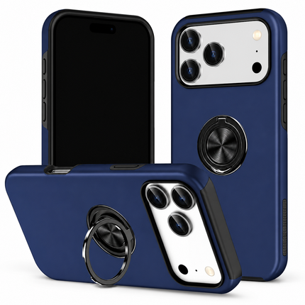 Magnetic Ring Holder Case for iPhone - Dark Blue