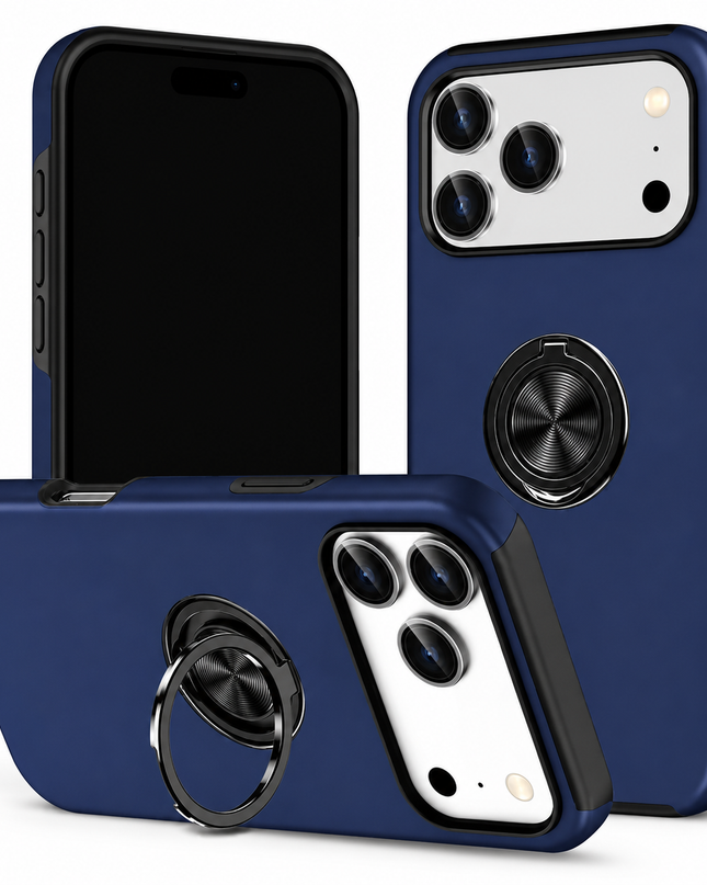 Magnetic Ring Holder Case for iPhone - Dark Blue