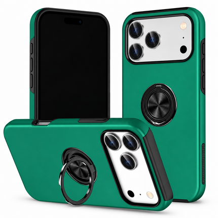 Magnetic Ring Holder Case for iPhone - Dark Green