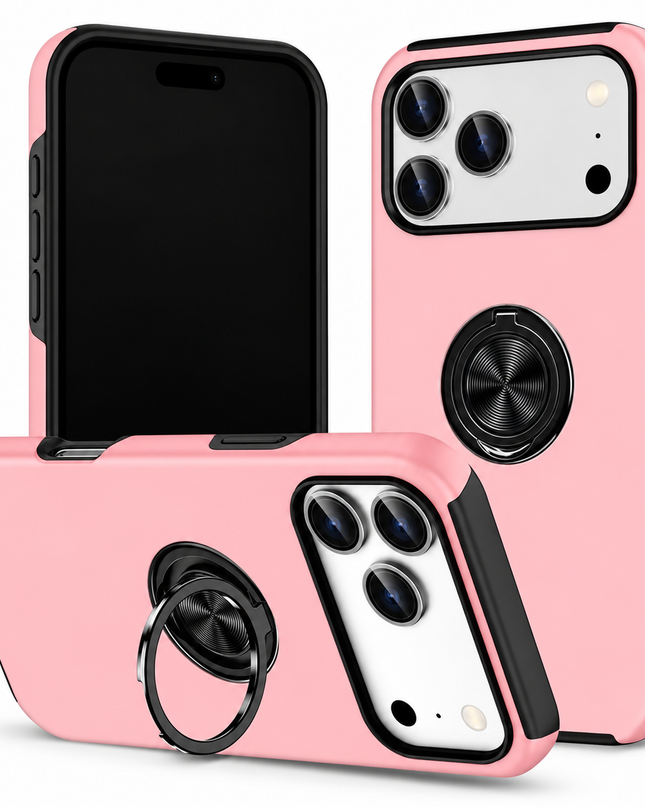 Magnetic Ring Holder Case for iPhone - Pink
