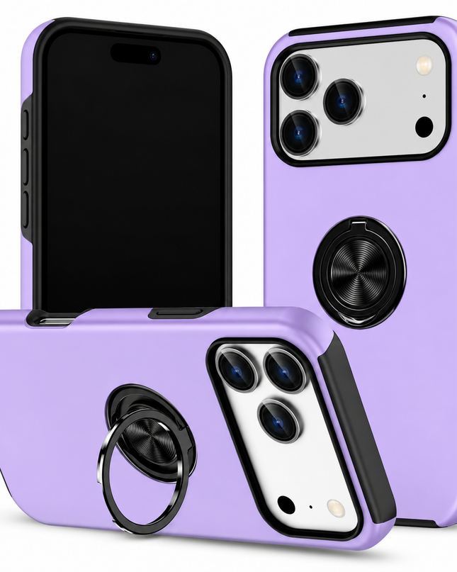 Magnetic Ring Holder Case for iPhone - Purple